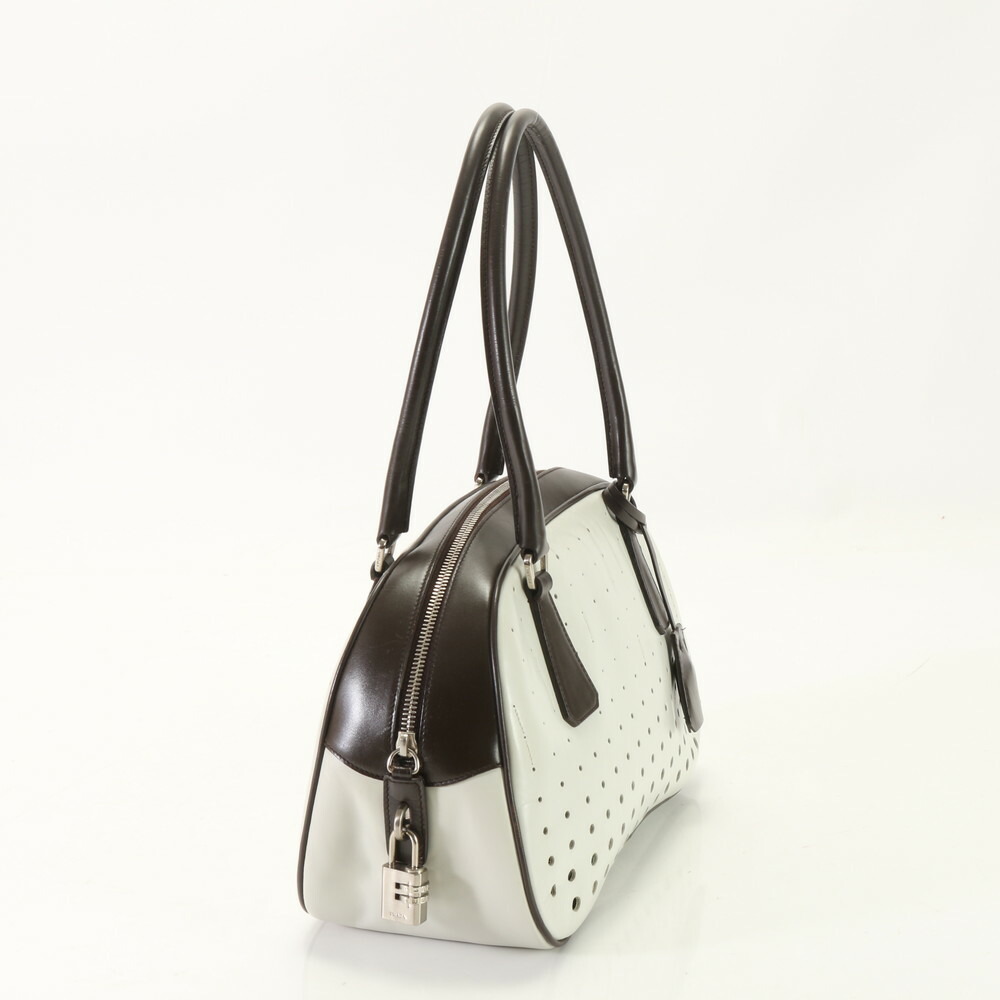 Prada Leather Bowling Punching Hand Tote Bag - Picture 4 of 15